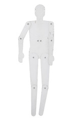 White flat mannequin board with rotation joints. Isolated with clipping path on white background.