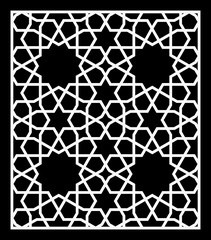 Laser cutting template. Decorative panel. Oriental geometric pattern.