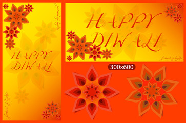 Design template vertical and horizontal banner on the website of the festival Diwali