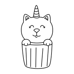 cupcake of cute cat unicorn fantasy icon vector illustration design