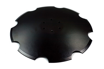 Disc harrows for tractor for tillage, black shot on a white background. Background for agricultural...