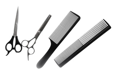 Scissors and combs for cutting hair