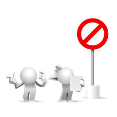 Problems are not stop signs, they are guidelines. Cute little white Simplified man decided change direction when they saw the stop sign.