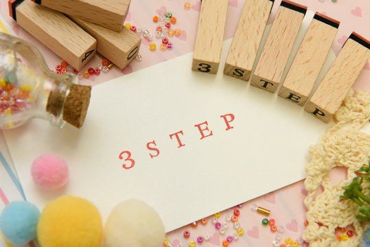 3step　アルファベット　テキスト　文字　英字　単語　スタンプ　素材　alphabet letter word text stamp