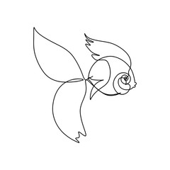 Continuous line art, vector fish.