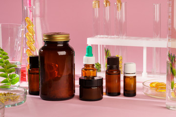 Alternative medicine concept. Natural herbal  homeopathic medicine