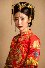 Asian ancient bride makeup face shot