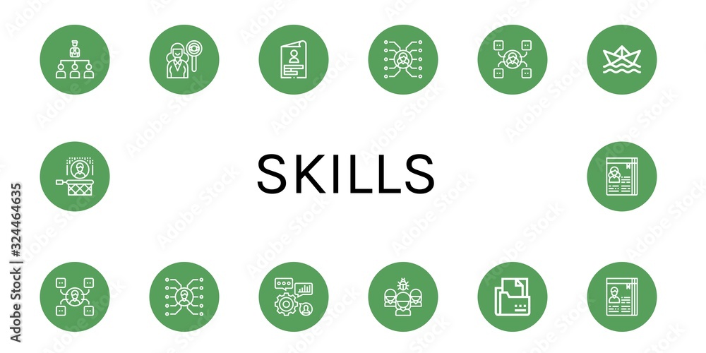 Poster skills simple icons set
