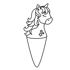 cute unicorn ice cream line style icon vector illustration design