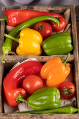 Mixture of colorful bell peppers and chilies
