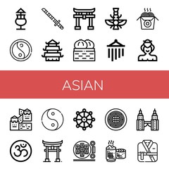 Naklejka premium asian simple icons set