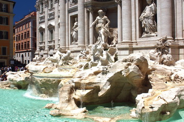 Rome, Italy, June 2, 2017 Rome Trevi Fountain evocative image of the fountain on a beautiful sunny day
