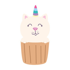cupcake of cute cat unicorn fantasy icon vector illustration design