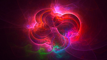 3D rendering abstract red fractal light background