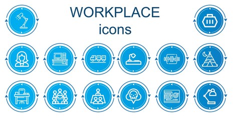 Editable 14 workplace icons for web and mobile