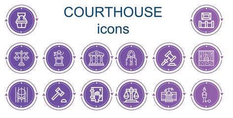 Editable 14 courthouse icons for web and mobile