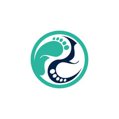 Foot logo design template. Ying Yang logo. Circular foot logo.