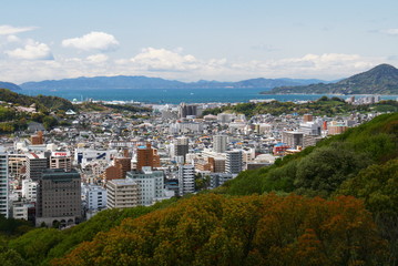 春　松山城　松山市　天守閣からの眺望　