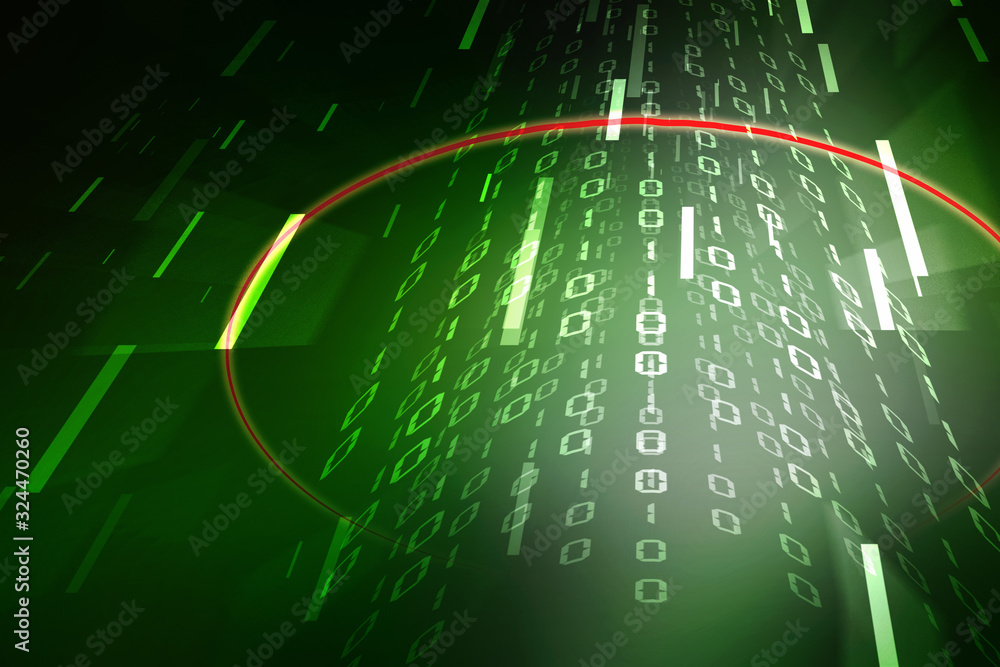 Poster 2d illustration abstract digital binary data on computer screen