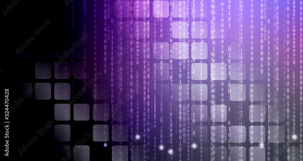 Poster 2d illustration abstract digital binary data on computer screen