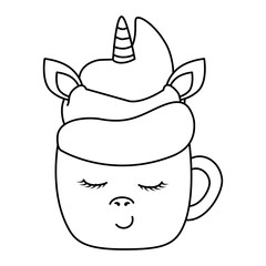 cute cup unicorn kawaii style icon vector illustration design