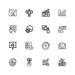 Editable 16 statistics icons for web and mobile