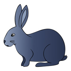 Obraz premium Color vector illustration of a grey Easter Bunny. Animal on an isolated background. Idea for a book, magazine, or web design. Cute pet. Cartoon style.