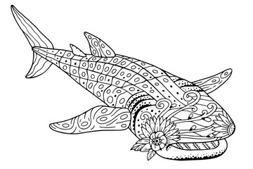 Antistress whale shark coloring book