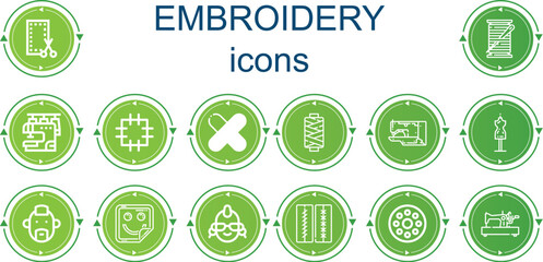 Editable 14 embroidery icons for web and mobile