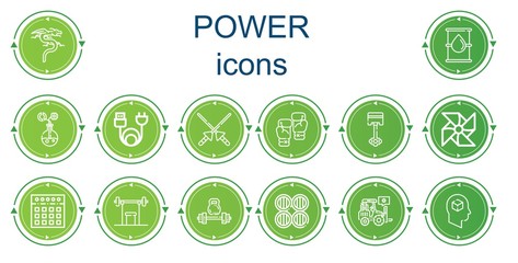 Editable 14 power icons for web and mobile