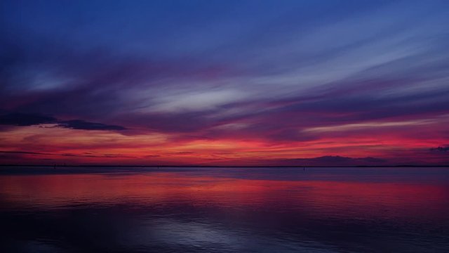Panorama of ocean sunset. Beautiful serene scene. Nature landscape. Holidays, travel, vacation.