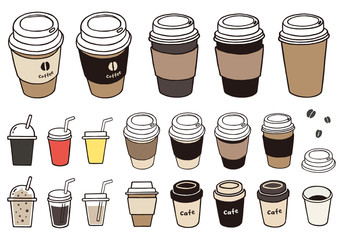 コーヒーの紙カップの手描き風イラスト