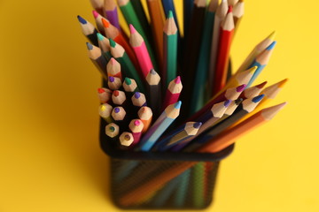 colored wooden pencils to draw