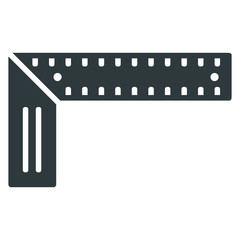 Angle ruler, square ruler icon on white background	