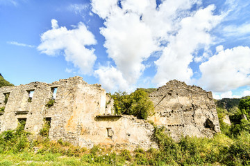 ruins of ancient fortress, photo as a background , in janovas fiscal sobrarbe , huesca aragon...