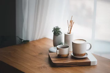 Schilderijen op glas cup of hot coffee and tea © hui_u