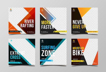 Extreme sport social media banner template collection