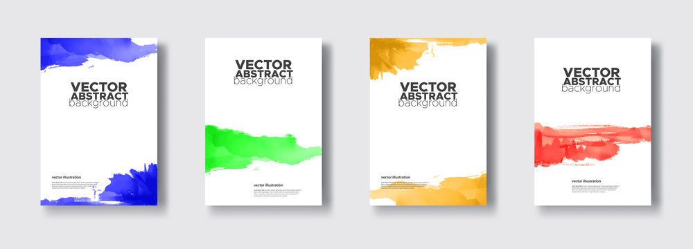 Watercolor bright color design banner set. Vector illustration