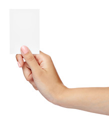 note paper card blank sign hand holding