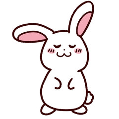 手描き風のリラックスした白ウサギ