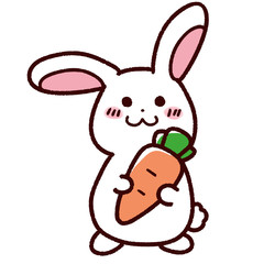 大きなニンジンを持ったウサギ