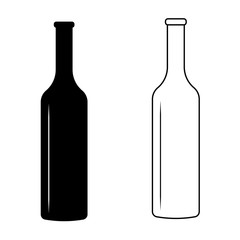 set wine bottle with glare light vector sign icon wine bottle simple design