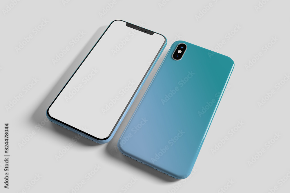 Poster smartphone screen and case mockup - 3d rendering