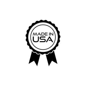 Black Made in USA badge isolated on white background