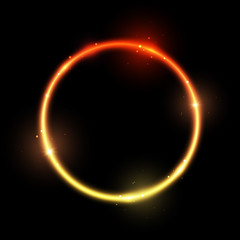 Bright fire circle on black background - vector shiny element for Your design