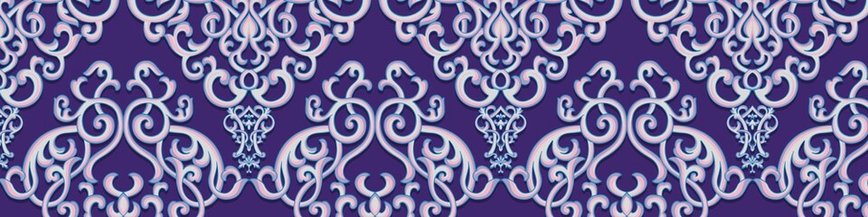Indian paisley pattern vector. Purple mandala floral medallion print. Ethnic pattern design. Boho style decoration.
