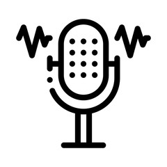 Microphone Waves Icon Vector. Outline Microphone Waves Sign. Isolated Contour Symbol Illustration