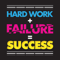 Naklejka na ściany i meble Hard Work + Failure = Success Typography