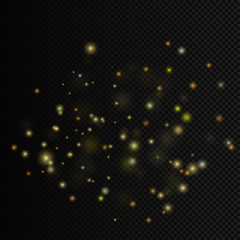 Vector light spots with bokeh effects. Magic shiny particles with glow effect isolated. Abstract fantasy shining sparks. Transparent decorative sparkling elements. EPS10 file.