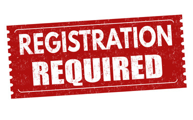 Registration required sign or stamp